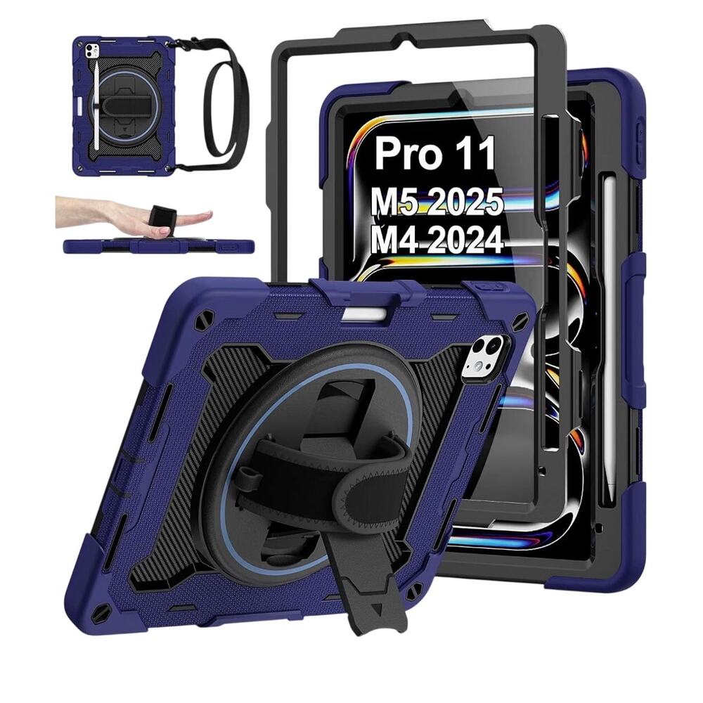 Rosrome Blue Heavy-Duty iPad Shockproof Tablet Stand Kids Cover Pro 11 M5 2025